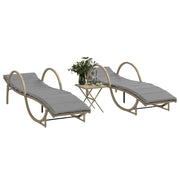 Ligstoelen 2 st poly rattan beige met tafel