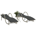 Ligbedden 2 st poly rattan lichtgrijs met tafel