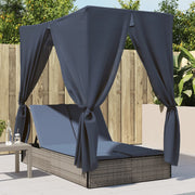 Ligbed 2-persoons poly rattan grijs 200x114x196 cm