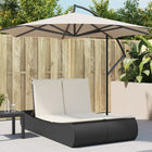 Sun lounger 2-person with cushions poly rattan black