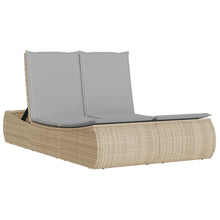 Ligbed 2-persoons met kussens poly rattan beige