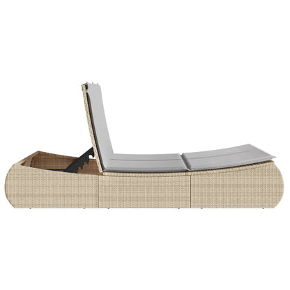 Ligbed 2-persoons met kussens poly rattan beige