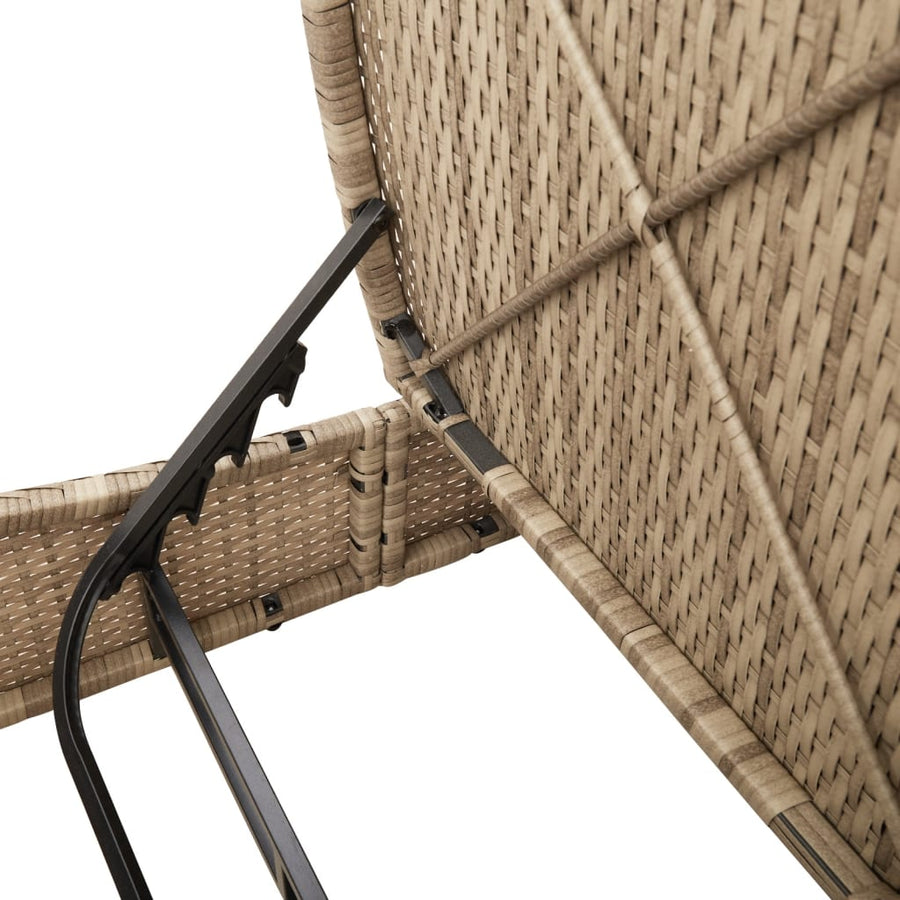 Ligbed 2-persoons met kussens poly rattan beige