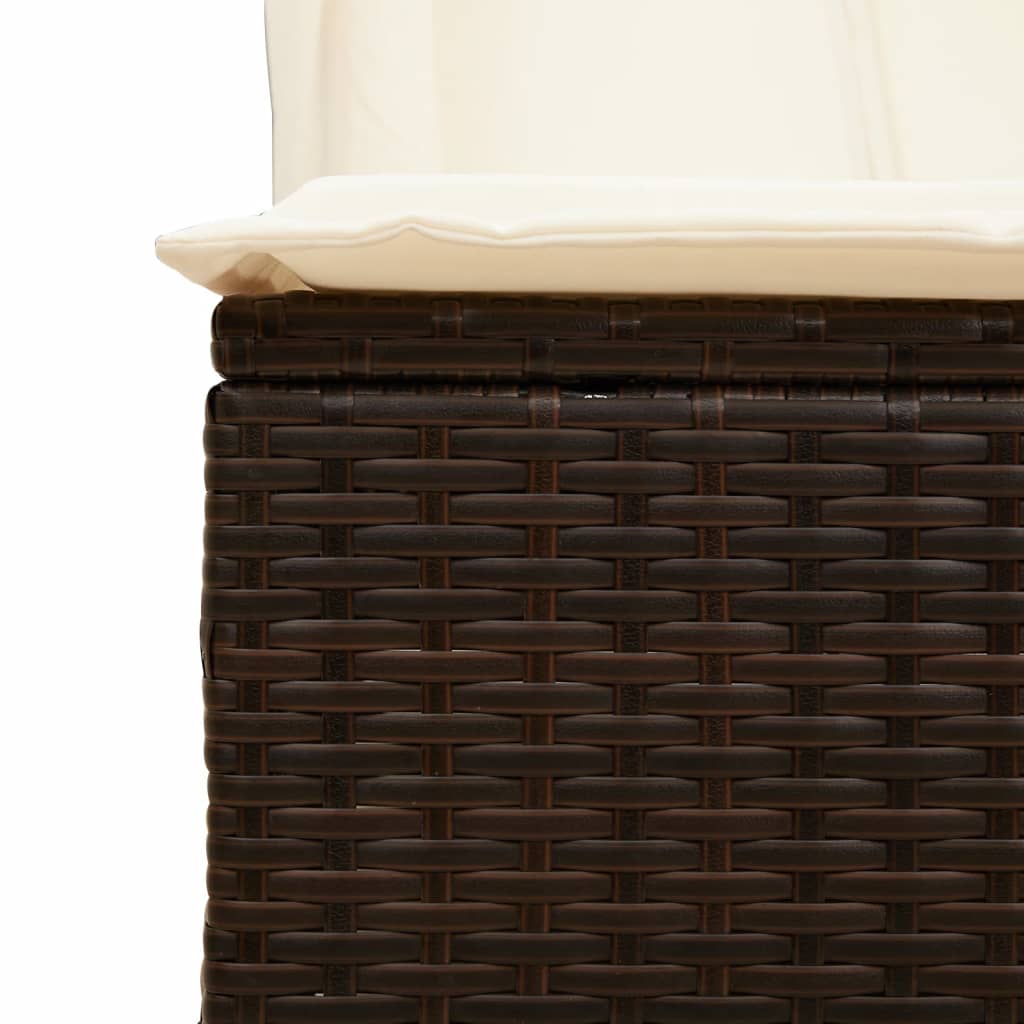 Ligbed tweepersoons met dak en gordijn poly rattan bruin