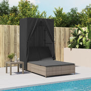 Ligbed tweepersoons poly rattan grijs 104x197x193 cm