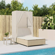 Ligbed tweepersoons poly rattan beige 104x197x193 cm