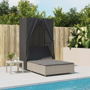 Ligbed tweepersoons poly rattan lichtgrijs 197x104x193 cm