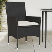 Garden chairs 2 pcs with cushions poly rattan black