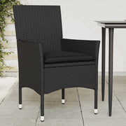 Garden chairs 2 pcs with cushions poly rattan black