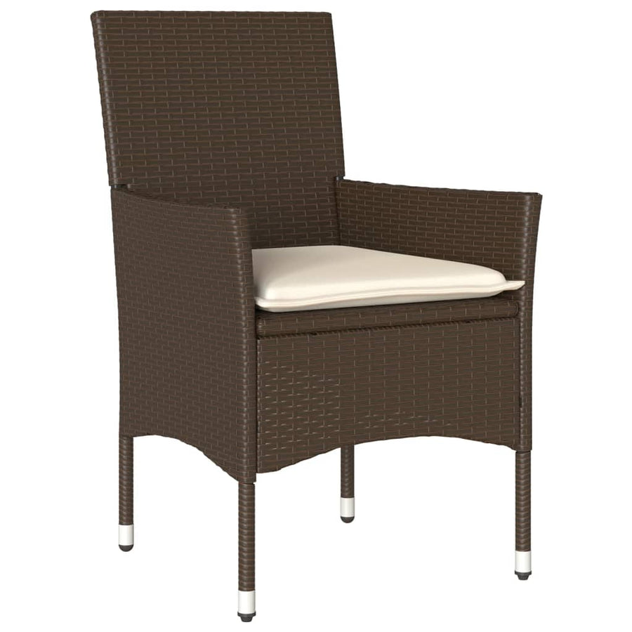 Tuinstoelen 2 st met kussens poly rattan bruin