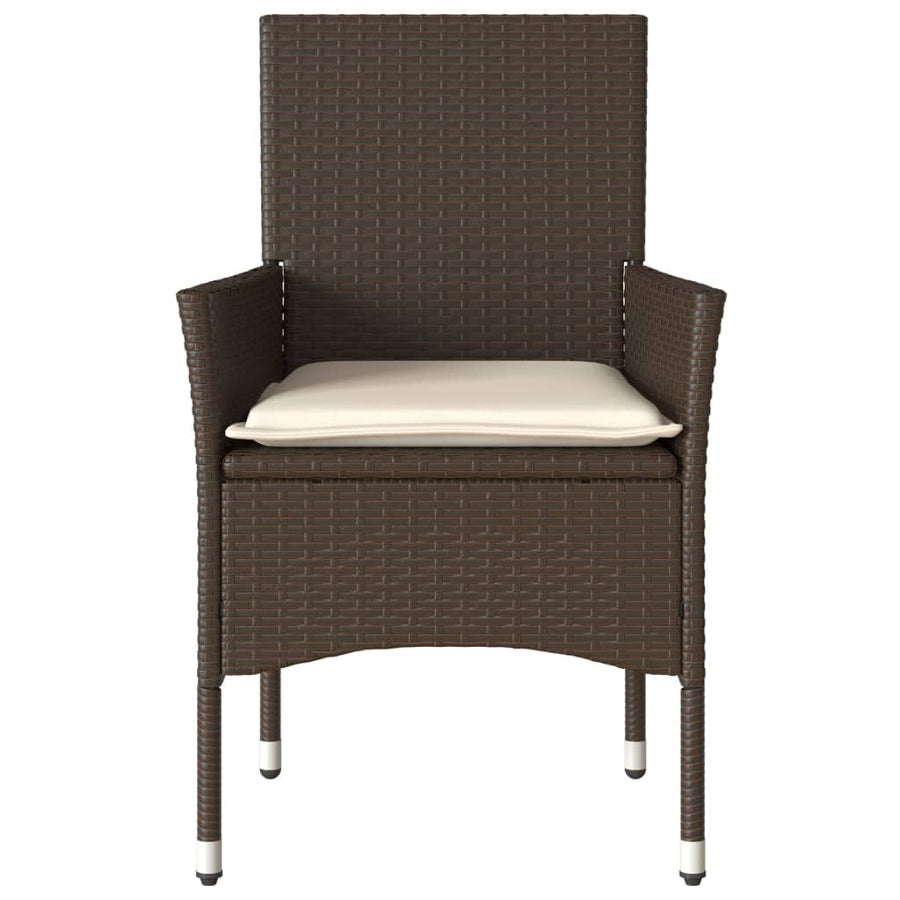 Tuinstoelen 2 st met kussens poly rattan bruin