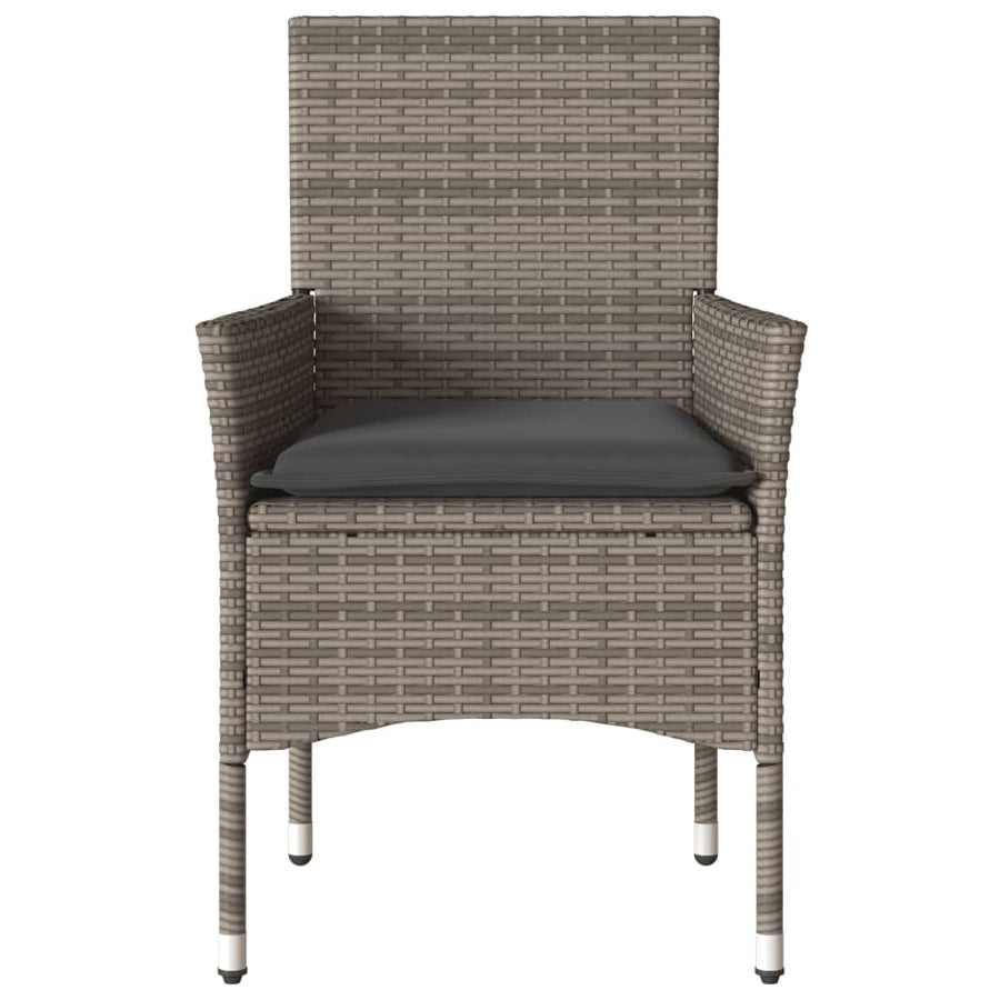 Tuinstoelen 2 st met kussens poly rattan grijs