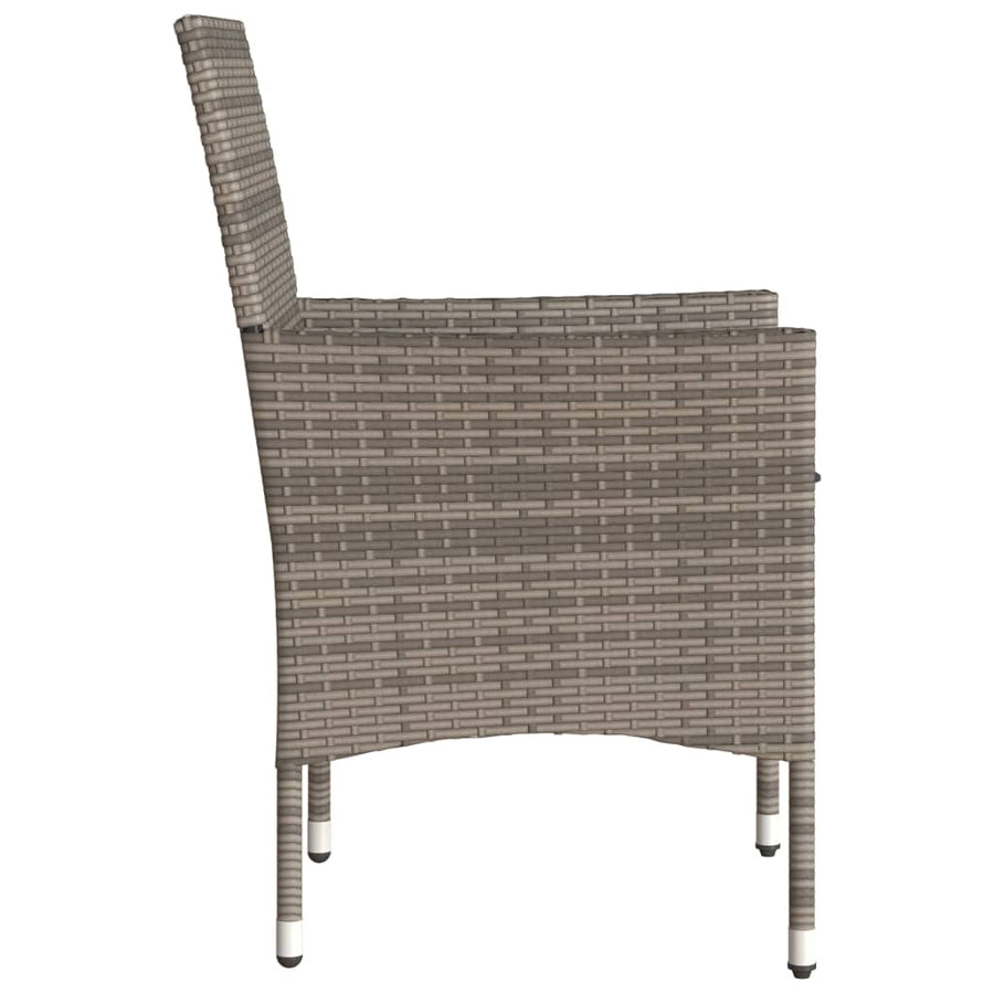 Tuinstoelen 2 st met kussens poly rattan grijs
