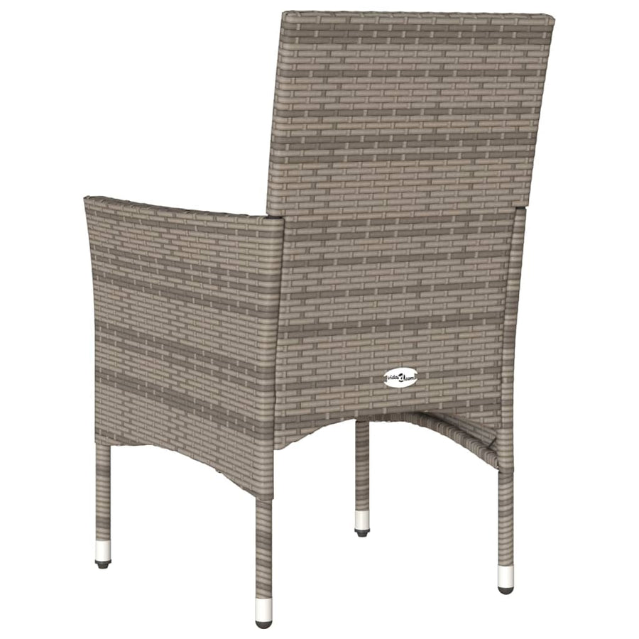 Tuinstoelen 2 st met kussens poly rattan grijs
