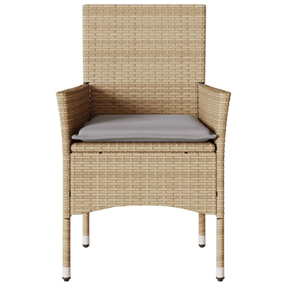 Tuinstoelen 2 st met kussens poly rattan beige