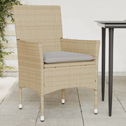 Garden chairs 2 pcs with cushions poly rattan beige