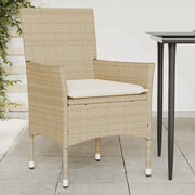 Garden chairs 2 pcs with cushions poly rattan beige