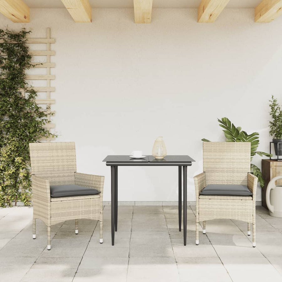 Tuinstoelen 2 st met kussens poly rattan lichtgrijs