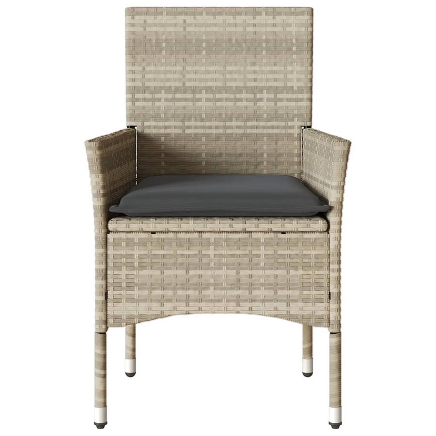 Tuinstoelen 2 st met kussens poly rattan lichtgrijs