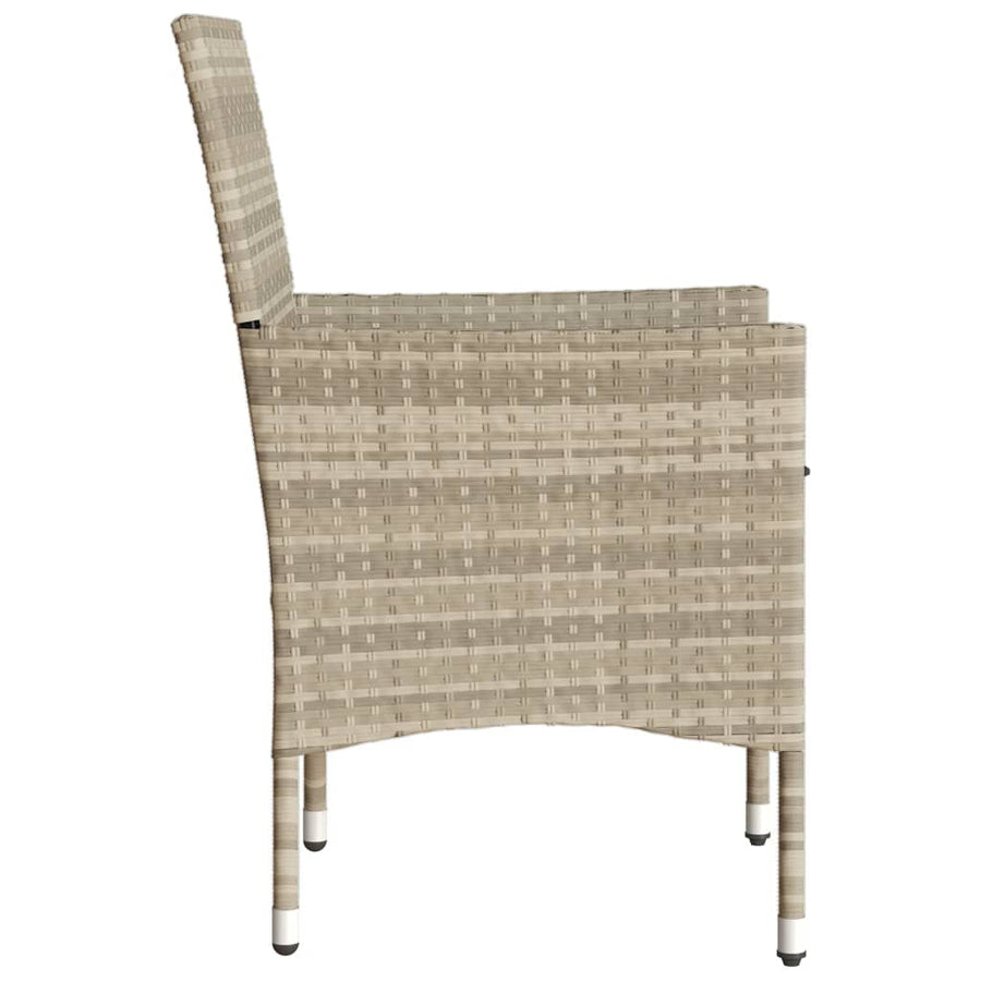 Tuinstoelen 2 st met kussens poly rattan lichtgrijs