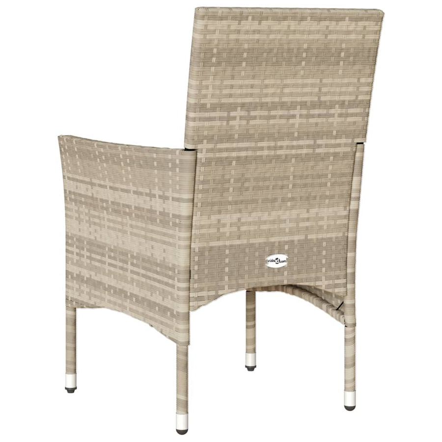 Tuinstoelen 2 st met kussens poly rattan lichtgrijs