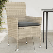 Garden chairs 2 pcs with cushions poly rattan light grey