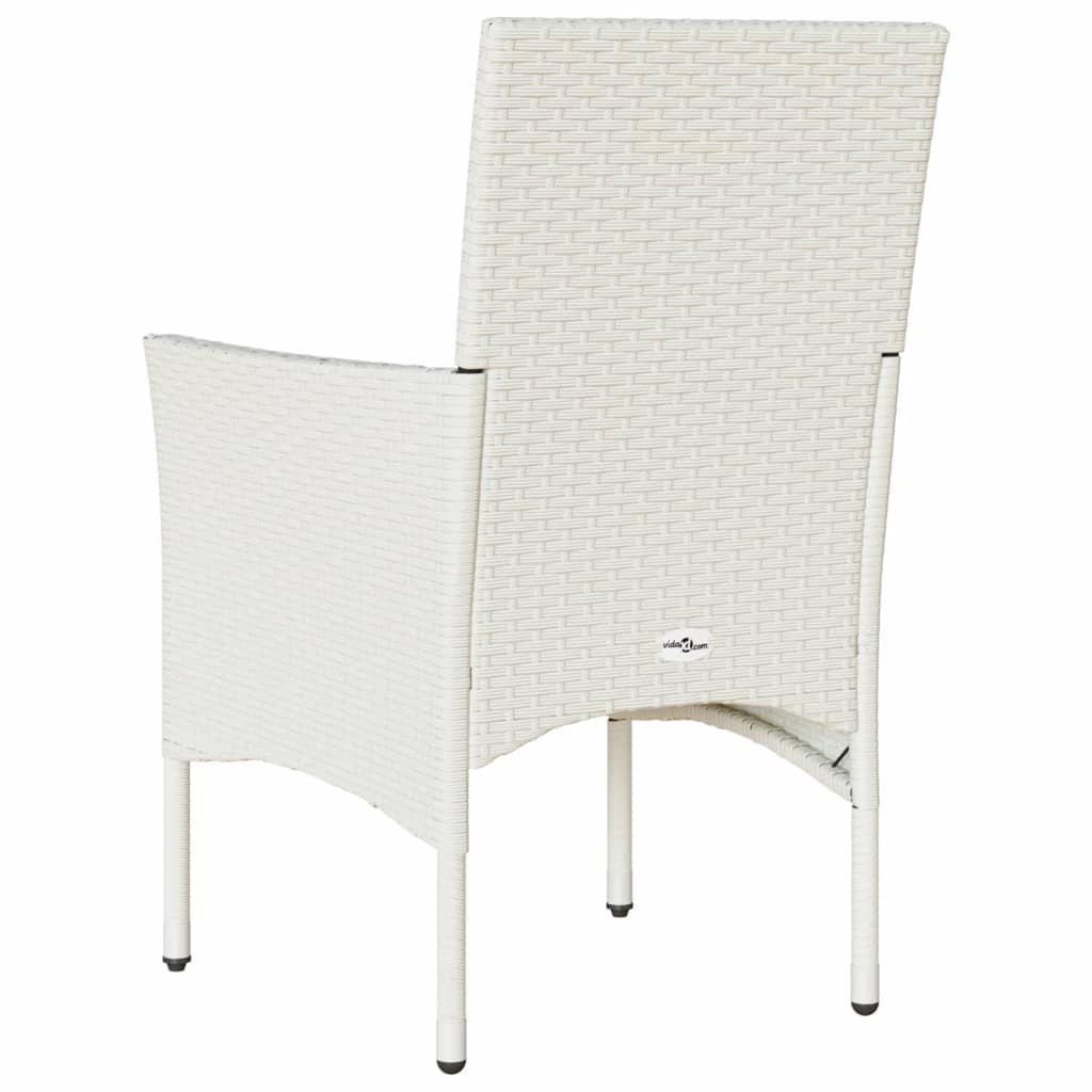 Tuinstoelen 2 st met kussens poly rattan wit