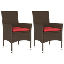 Tuinstoelen 2 st met kussens poly rattan bruin
