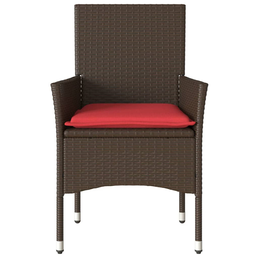 Tuinstoelen 2 st met kussens poly rattan bruin