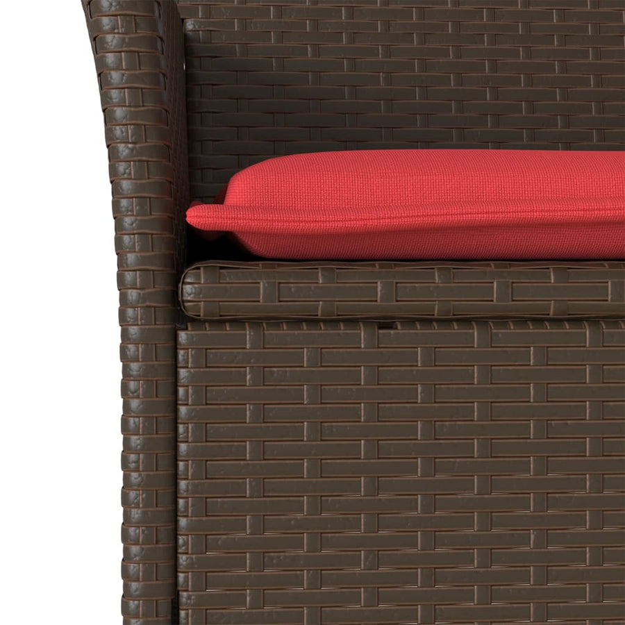 Tuinstoelen 2 st met kussens poly rattan bruin