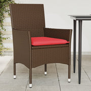 Tuinstoelen 2 st poly rattan bruin met kussens
