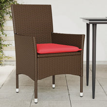 Tuinstoelen 2 st met kussens poly rattan bruin