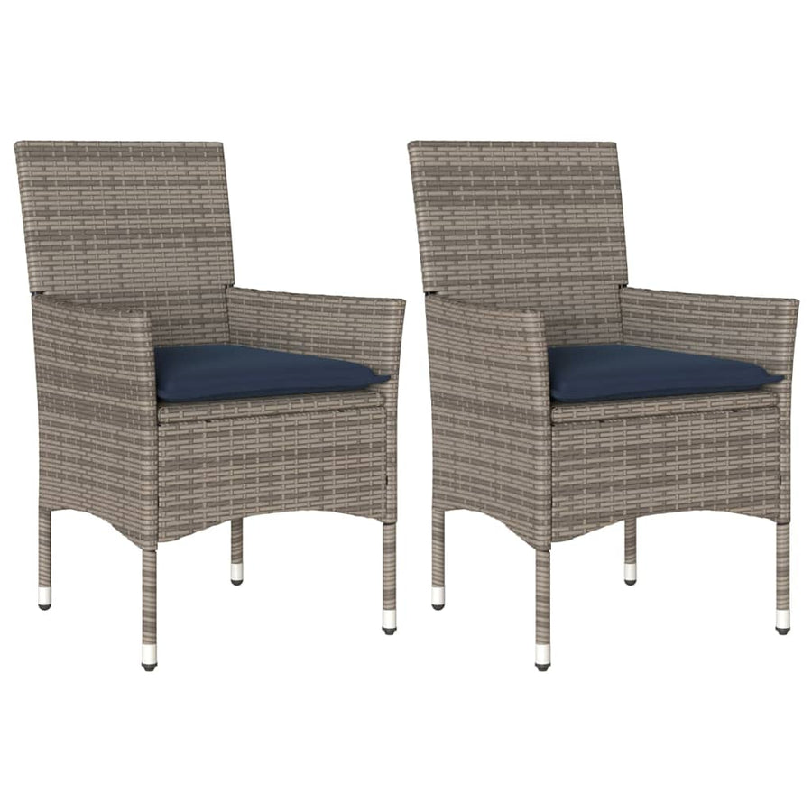Tuinstoelen 2 st met kussens poly rattan grijs