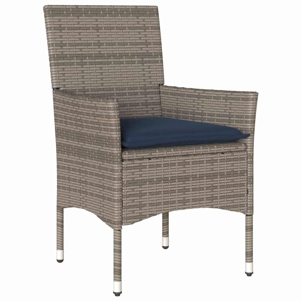 Tuinstoelen 2 st met kussens poly rattan grijs