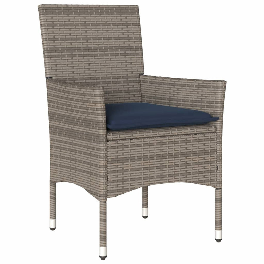 Tuinstoelen 2 st met kussens poly rattan grijs