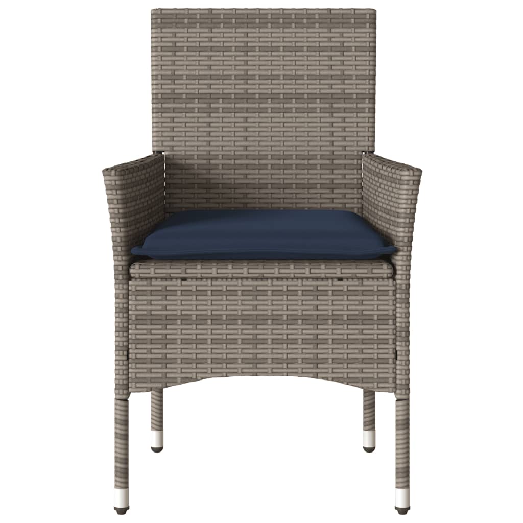 Tuinstoelen 2 st met kussens poly rattan grijs