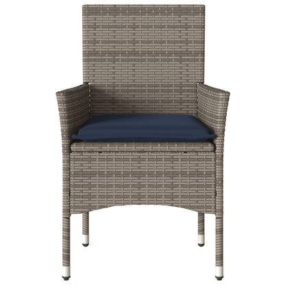 Tuinstoelen 2 st met kussens poly rattan grijs