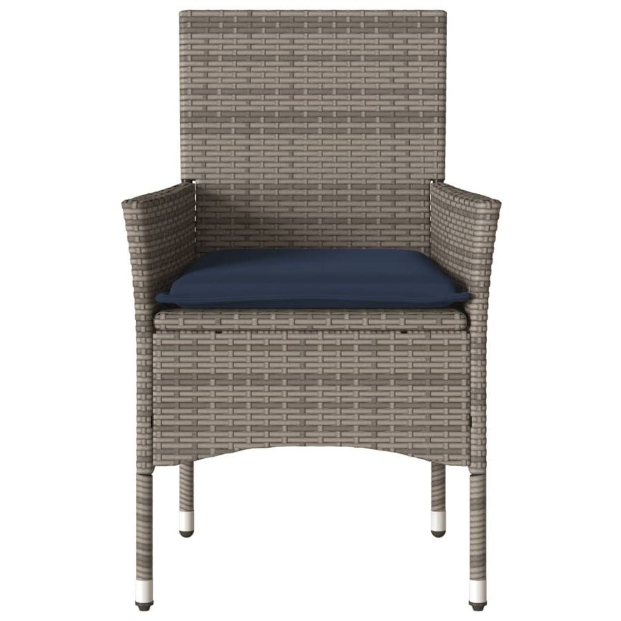 Tuinstoelen 2 st met kussens poly rattan grijs