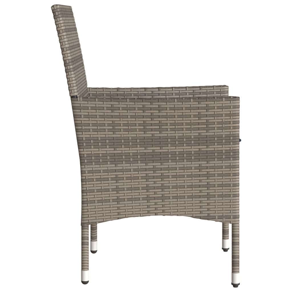 Tuinstoelen 2 st met kussens poly rattan grijs