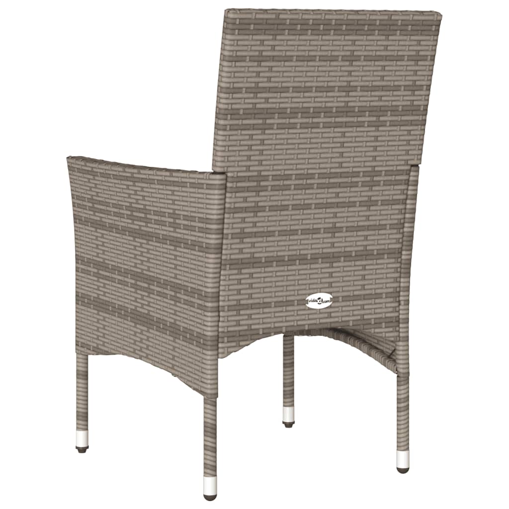 Tuinstoelen 2 st met kussens poly rattan grijs