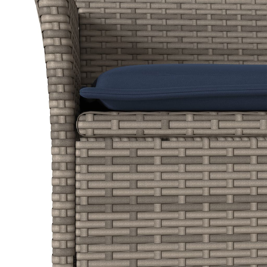Tuinstoelen 2 st met kussens poly rattan grijs
