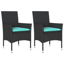 Tuinstoelen 2 st met kussens poly rattan zwart