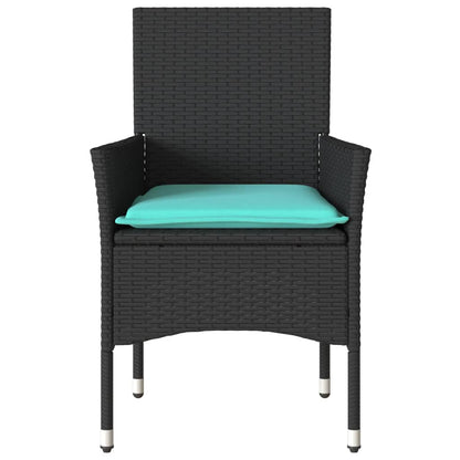 Tuinstoelen 2 st met kussens poly rattan zwart