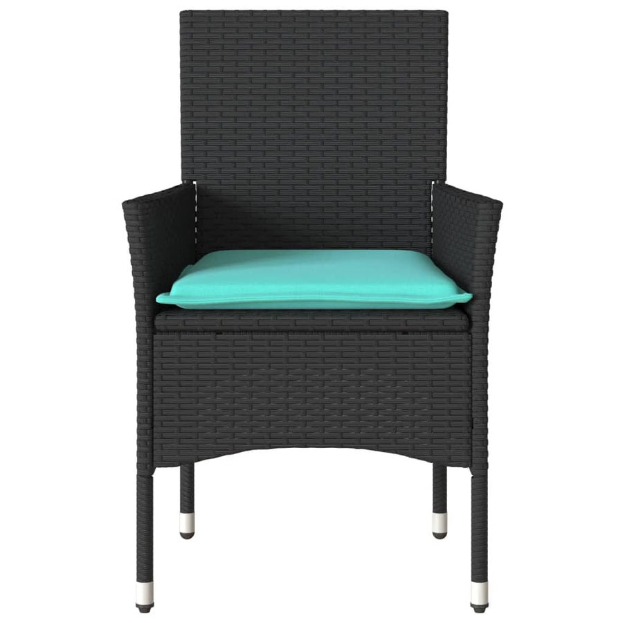 Tuinstoelen 2 st met kussens poly rattan zwart