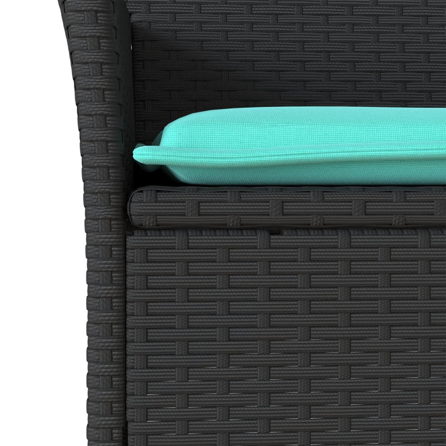 Tuinstoelen 2 st met kussens poly rattan zwart