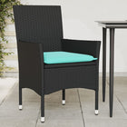 Garden chairs 2 pcs with cushions poly rattan black