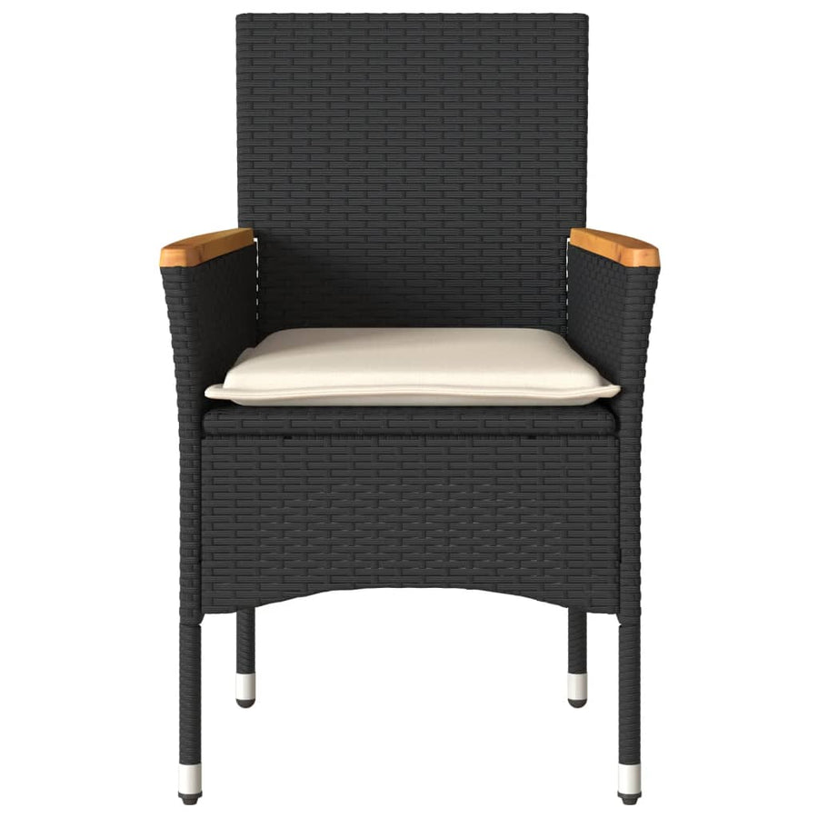 Tuinstoelen 2 st met kussens poly rattan zwart