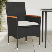 Tuinstoelen 2 st poly rattan zwart met kussens