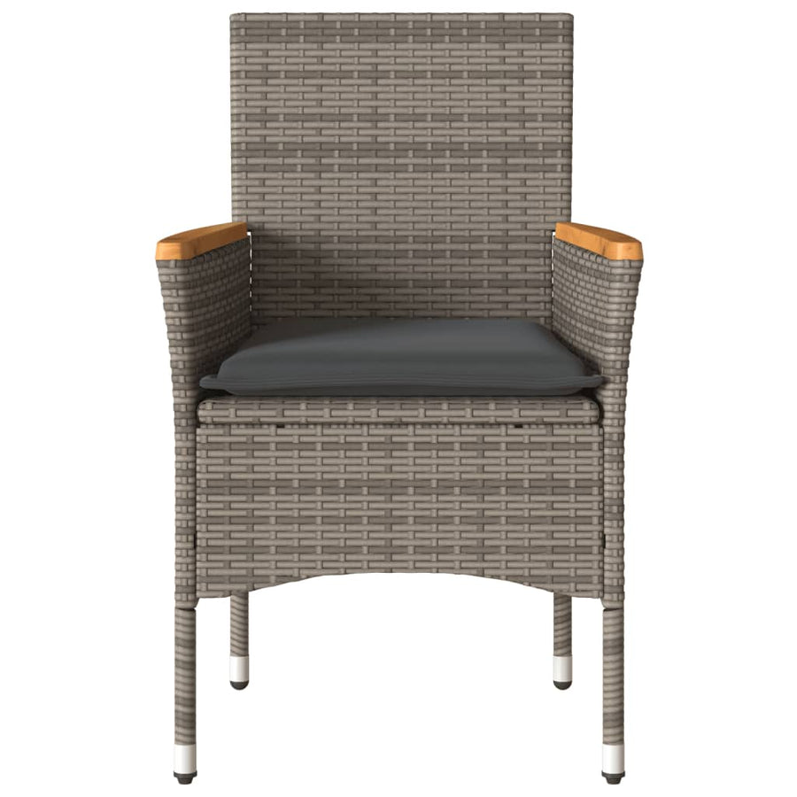 Tuinstoelen 2 st met kussens poly rattan grijs