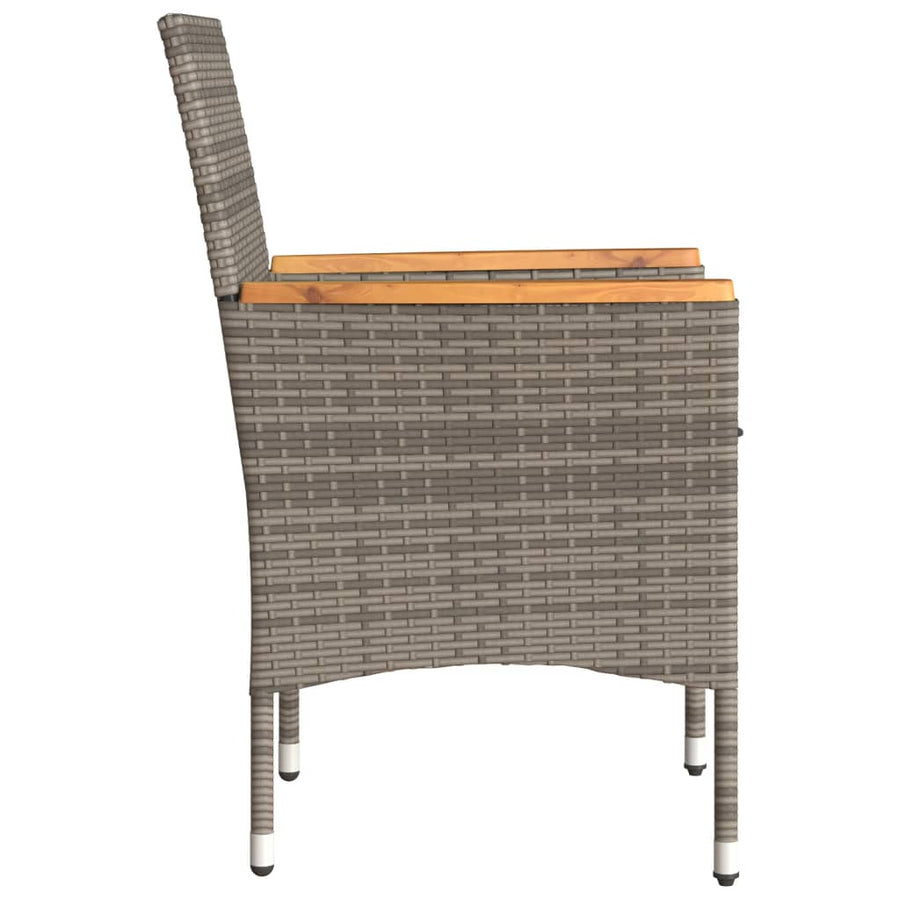 Tuinstoelen 2 st met kussens poly rattan grijs